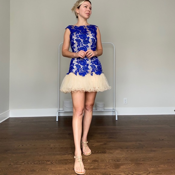 Blue Cocktail Lace Dress Dave Johnny 